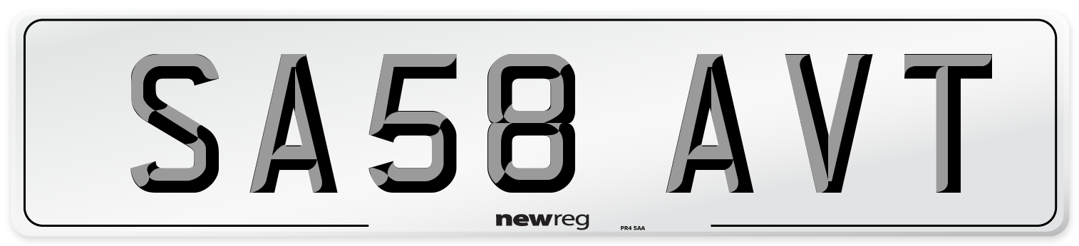 SA58 AVT Number Plate from New Reg